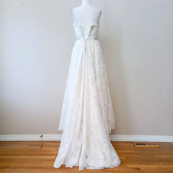 Anthropologie BHLDN Whispers + Echos Freesia lace strapless wedding gown - Picture 9 of 16